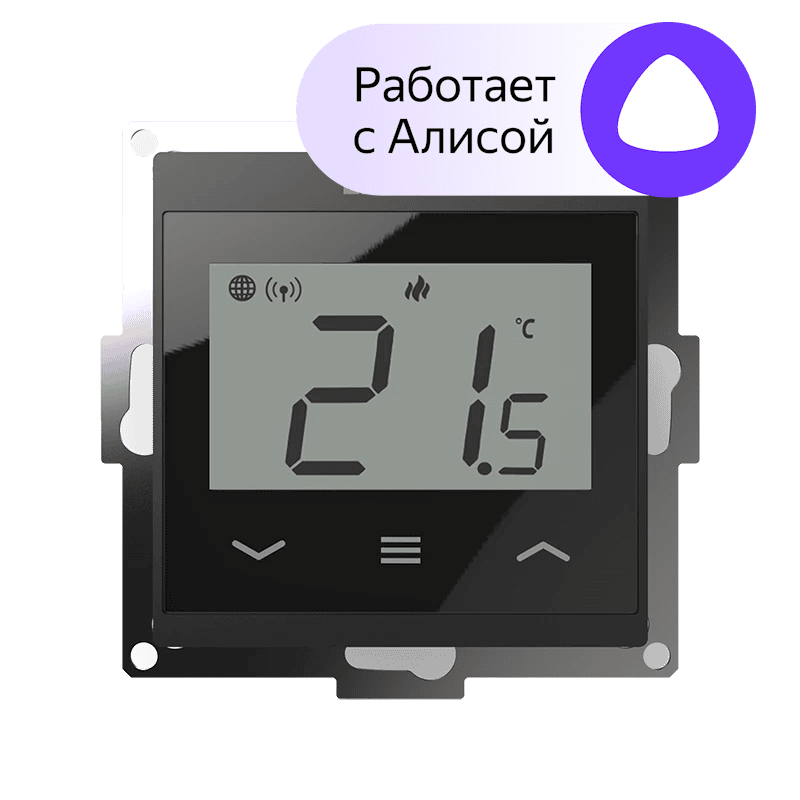Wi-Fi терморегулятор для монтажа в рамки 55x55 (чёрный)